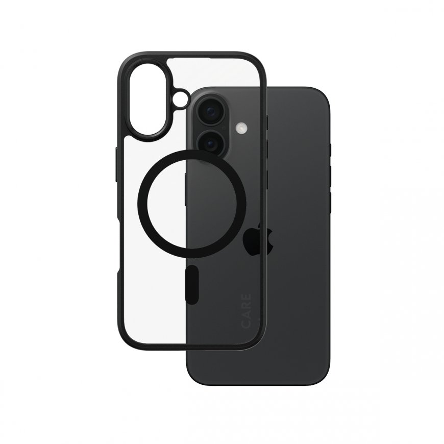 PanzerGlass CARE by ® Flagship Case Transparent Urban Combat w. Black Frame & MagSafe iPhone 16 mobi
