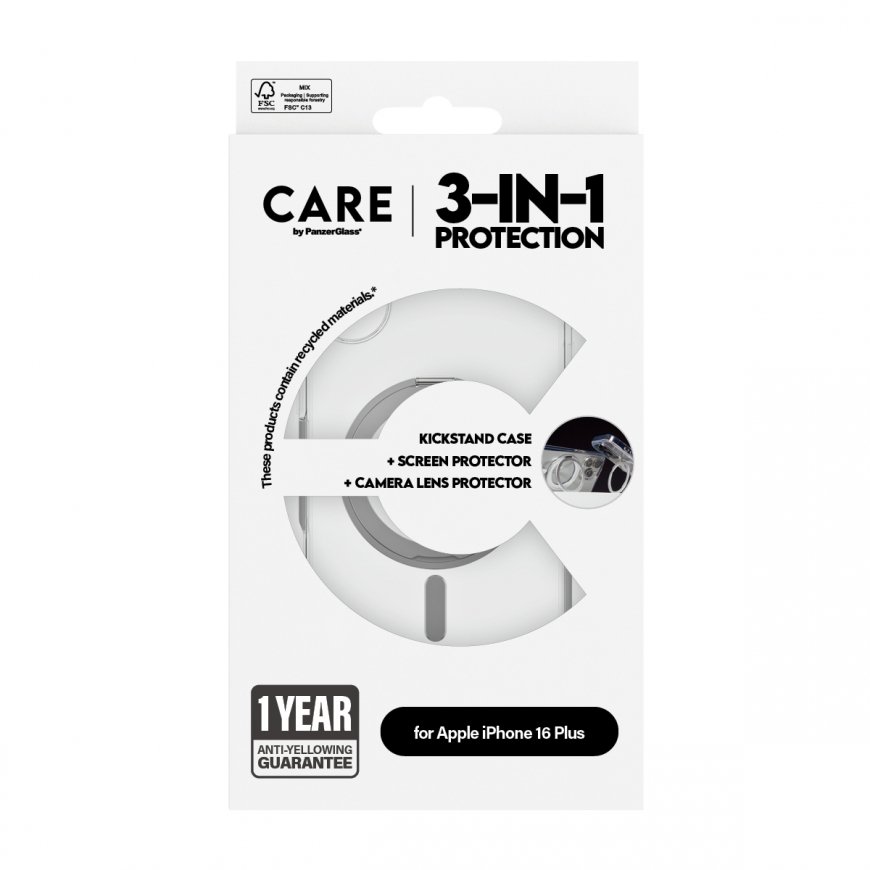 PanzerGlass CARE by ® Feature 3-in-1 Ceramic Bundle iPhone 16 Plus mobilo telefonu apvalks Aploksne – 3