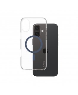 PanzerGlass CARE by ® Flagship Case Transparent Urban Combat w. Blue MagSafe iPhone 16 Plus mobile phone case