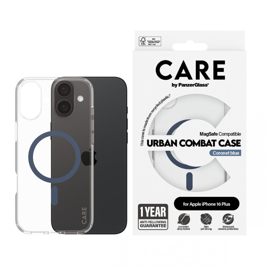 PanzerGlass CARE by ® Flagship Case Transparent Urban Combat w. Blue MagSafe iPhone 16 Plus mobile p – 2