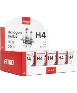 Halogen bulb set H4 12V 60/55W UV filter (E8) 20 pcs. AMIO-04401