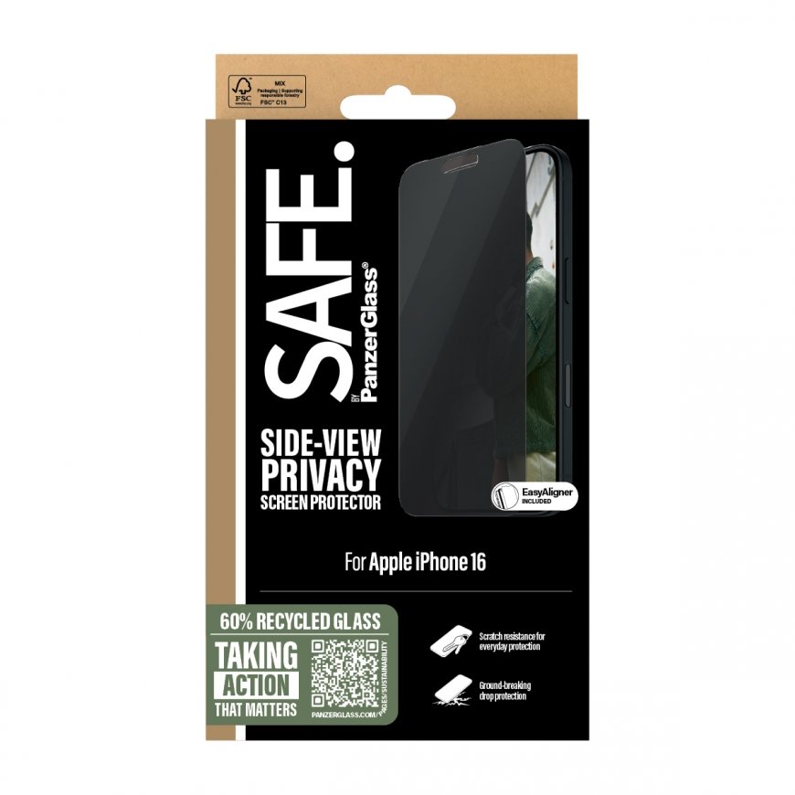 PanzerGlass SAFE. by ® Privacy Screen Protector iPhone 16 | 15 | Ultra-Wide Fit – 3