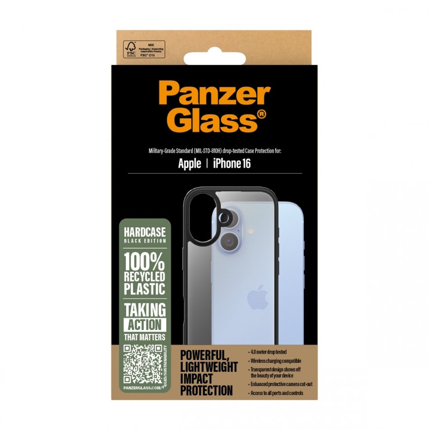 PanzerGlass ® HardCase Transparent w. Black Frame iPhone 16 mobilo telefonu apvalks Aploksne Caurspī – 3