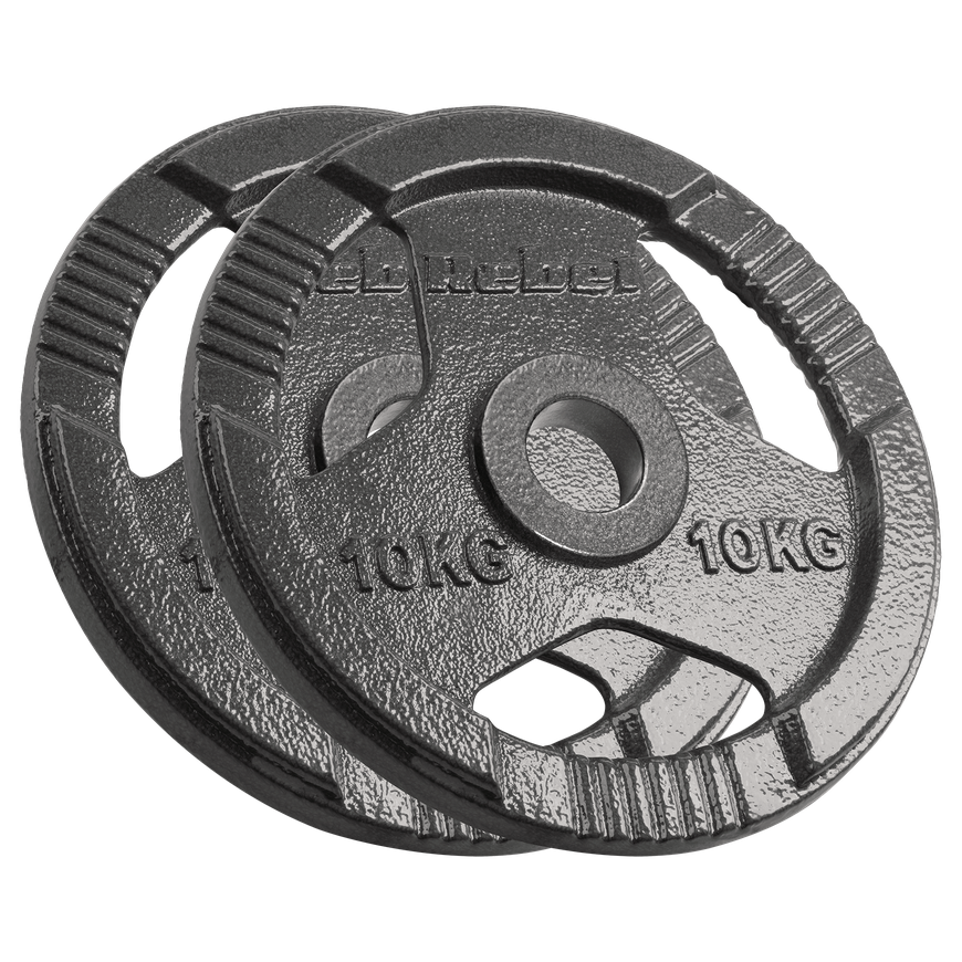 Cast iron Olympic weight set 2 x 10 kg, 51 mm hole, plate with handles, REBEL ACTIVE