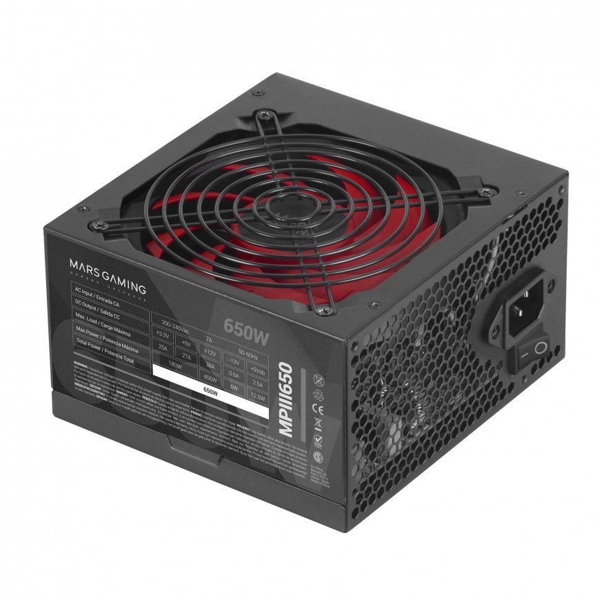 Mars Gaming MPIII650 virtalähdeyksikkö 650 W 20+4 pin ATX ATX musta