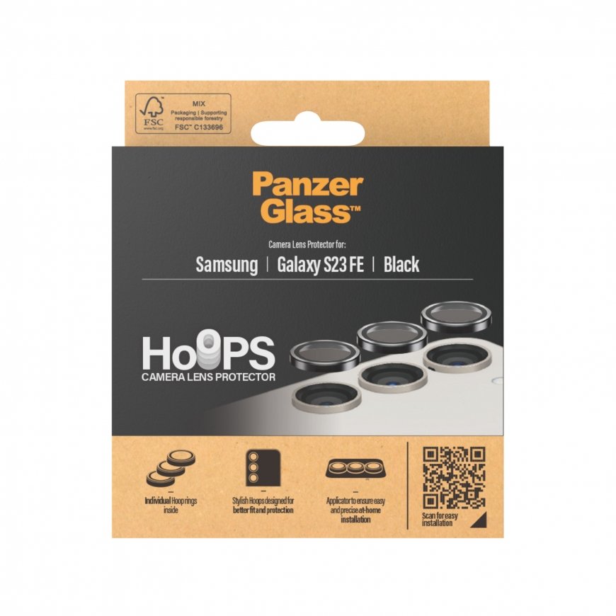 PanzerGlass ® Hoops® Black Camera Lens Protector Samsung Galaxy S23 FE Kirkas näytönsuoja 1 kpl – 3