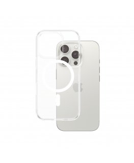 PanzerGlass ® HardCase Transparent w. White MagSafe iPhone 16 Pro mobiliojo telefono dėklas Permatomas