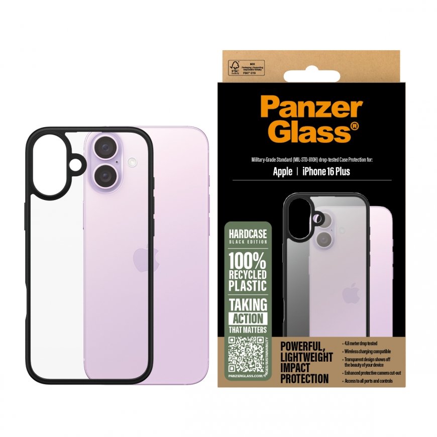 PanzerGlass ® HardCase Transparent w. Black Frame iPhone 16 Plus – 2