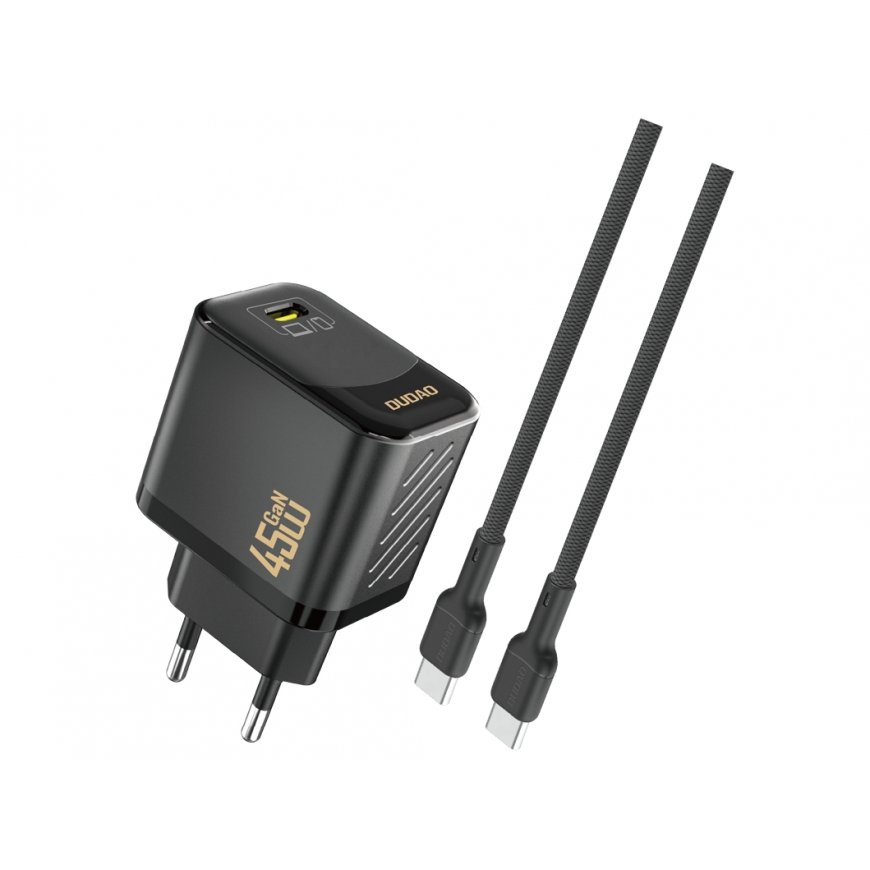 Dudao A28CEU Adapter 45W 1xUSB-C (1m USB-C to USB-C cable included) Black