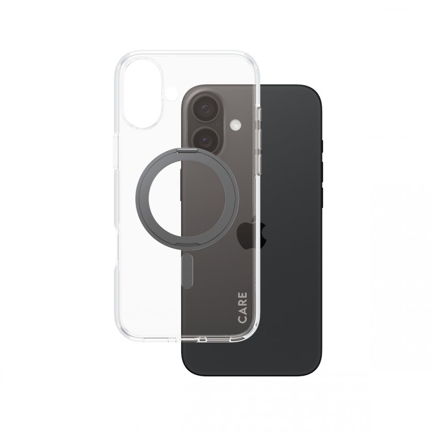 PanzerGlass CARE by ® Feature Case Transparent w. Black Kickstand & MagSafe iPhone 16 Plus