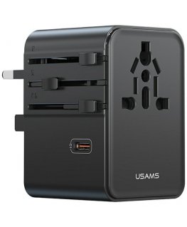 Kelioninis įkroviklis adapteris USAMS CC310 3xUSB-C 70W 4in1 JAV|AU|ES|JK