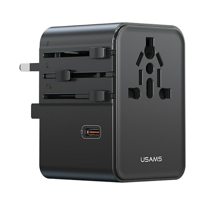 Kelioninis įkroviklis adapteris USAMS CC310 3xUSB-C 70W 4in1 JAV|AU|ES|JK