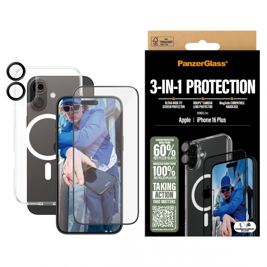 PanzerGlass ® 3-in-1 Protection Bundle iPhone 16 Plus Caurspīdīgs ekrāna aizsargs Apple 1 pcs – 2