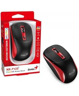 Мышь GENIUS NX-7123 Черно-красная/ 1200 dpi/ беспроводная/ Copilot/ 4 кнопки/ черная/ красная
