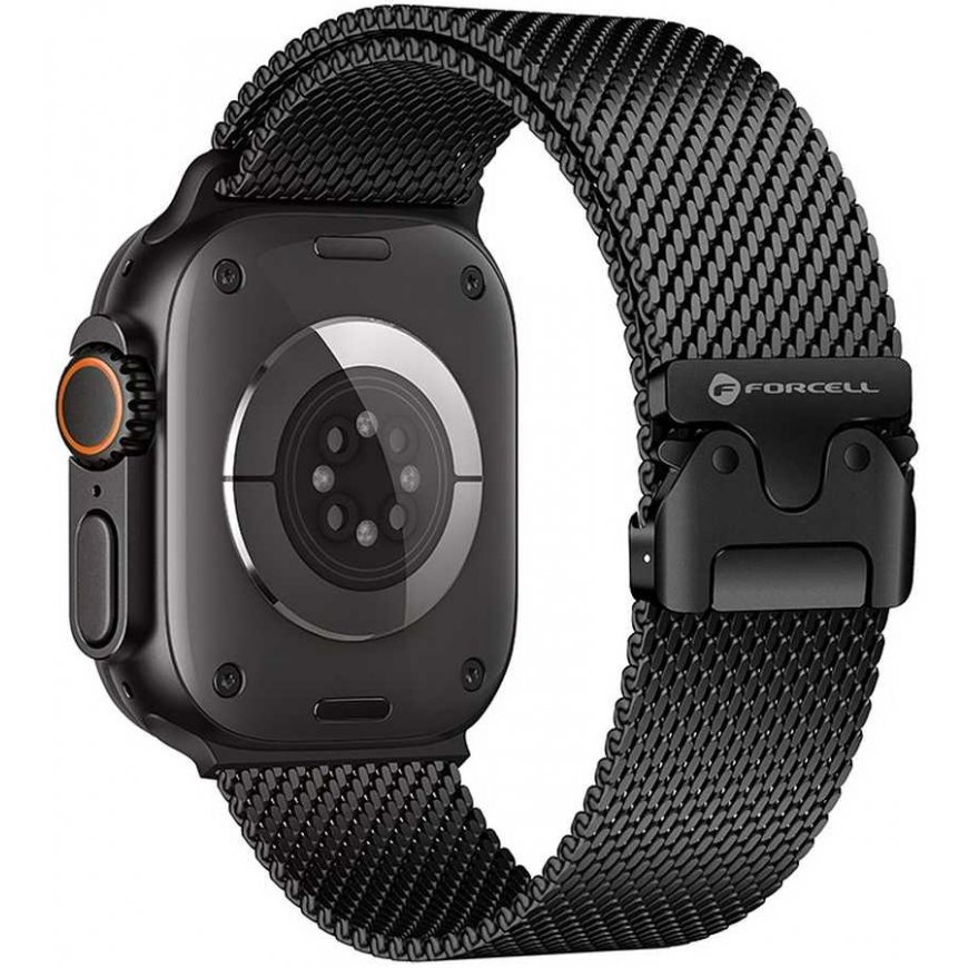 „Apple Watch“ siksna Forcell F-Design FA11 ar tērauda sprādzi 38/40/41 mm melna