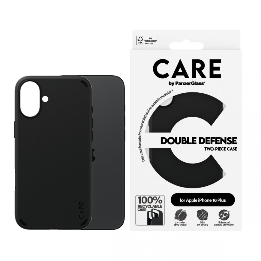 PanzerGlass CARE by ® Feature Case Double Defense Black iPhone 16 Plus mobilo telefonu apvalks Aplok – 2