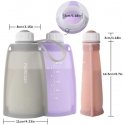MOMCOZY DAUGKARTINIAI SILICONE MILK STORAGE BAGS, 5 PCS, GRAY