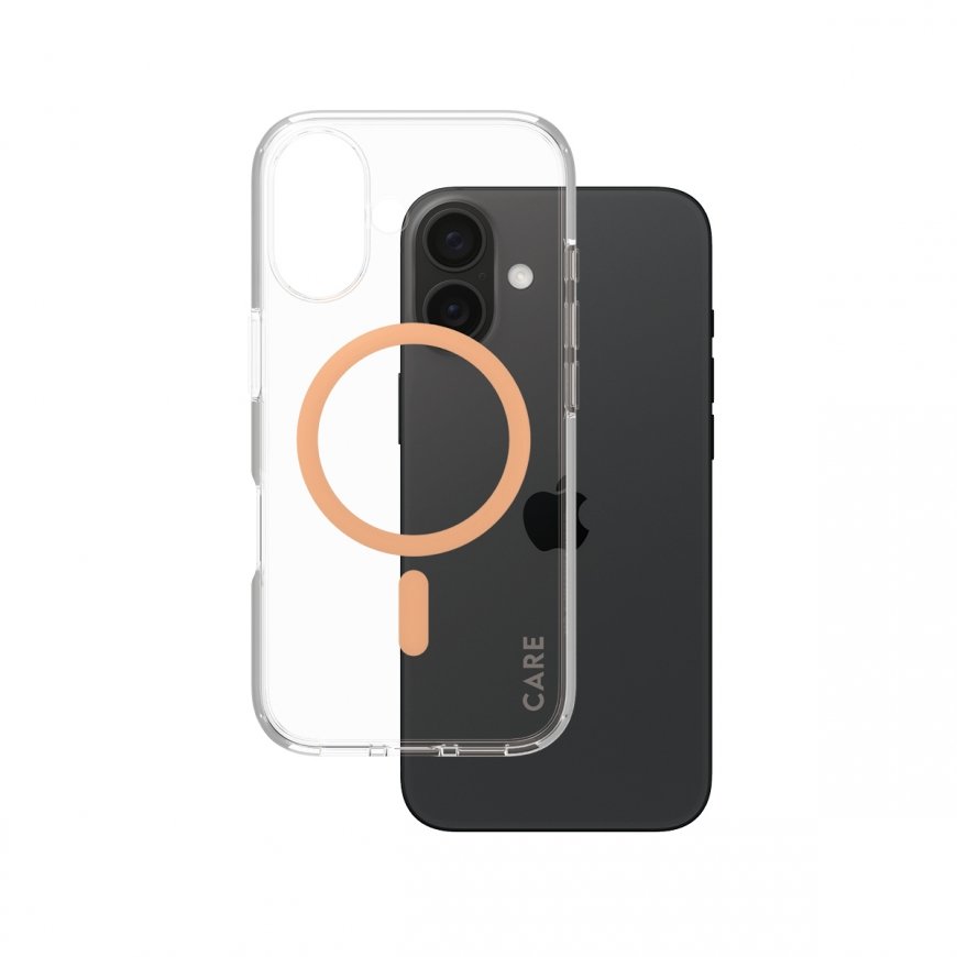 PanzerGlass CARE by ® Flagship Case Transparent Urban Combat w. Peachy MagSafe iPhone 16 mobile phon