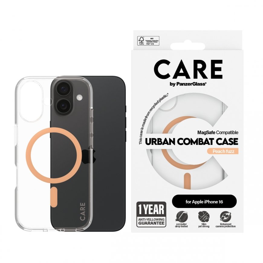 PanzerGlass CARE by ® Flagship Case Transparent Urban Combat w. Peachy MagSafe iPhone 16 – 2