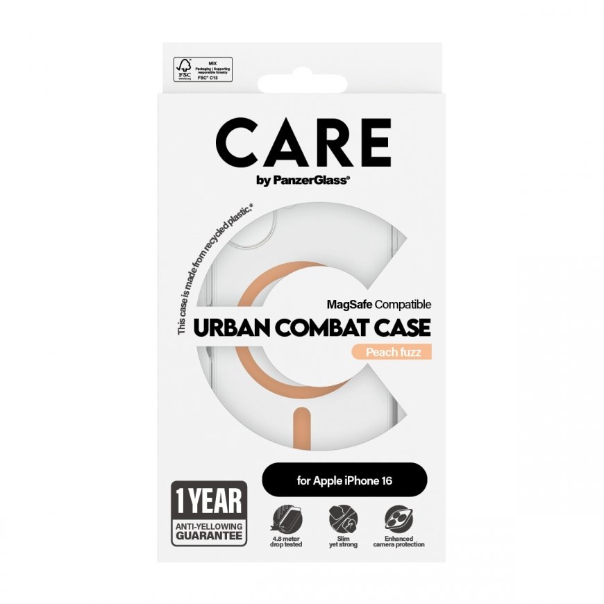 PanzerGlass CARE by ® Flagship Case Transparent Urban Combat w. Peachy MagSafe iPhone 16 mobile phon – 3