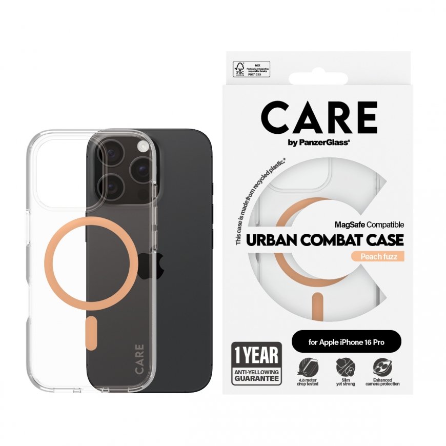 PanzerGlass CARE by ® Flagship Case Transparent Urban Combat w. Peachy MagSafe iPhone 16 Pro – 2