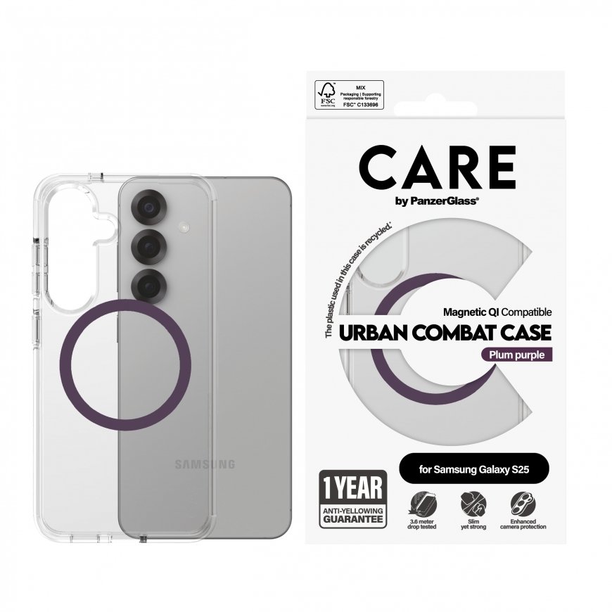 PanzerGlass CARE by ® Flagship Case Transparent Urban Combat w. Plum Purple Qi Compatible Samsung Ga – 2