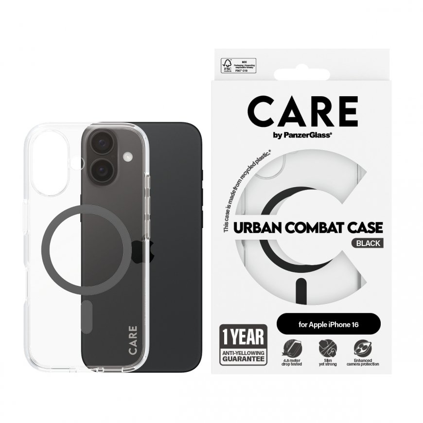 PanzerGlass CARE by ® Flagship Case Transparent Urban Combat w. Black MagSafe iPhone 16 mobile phone – 2