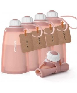 MOMCOZY KAKSIKERTAI SILIKONISET MAITO-SÄILYTYSLAKKISET, 5 KPL, ROOSA