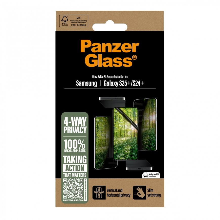PanzerGlass ® ECO MATRIX 4-way Privacy Screen Protector Samsung Galaxy S25+ | S24+ | Ultra-Wide Fit – 3