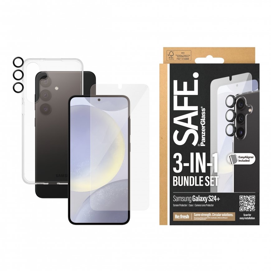 PanzerGlass SAFE. by ® 3-in-1 Pack Samsung Galaxy S24+ Skaidri ekrano apsauga 1 vnt – 2