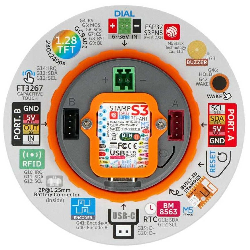 M5Dial ESP32-S3 – išmanusis ciferblatas su 1.28 colio jutikliniu ekranu – M5Stack K130 – 3