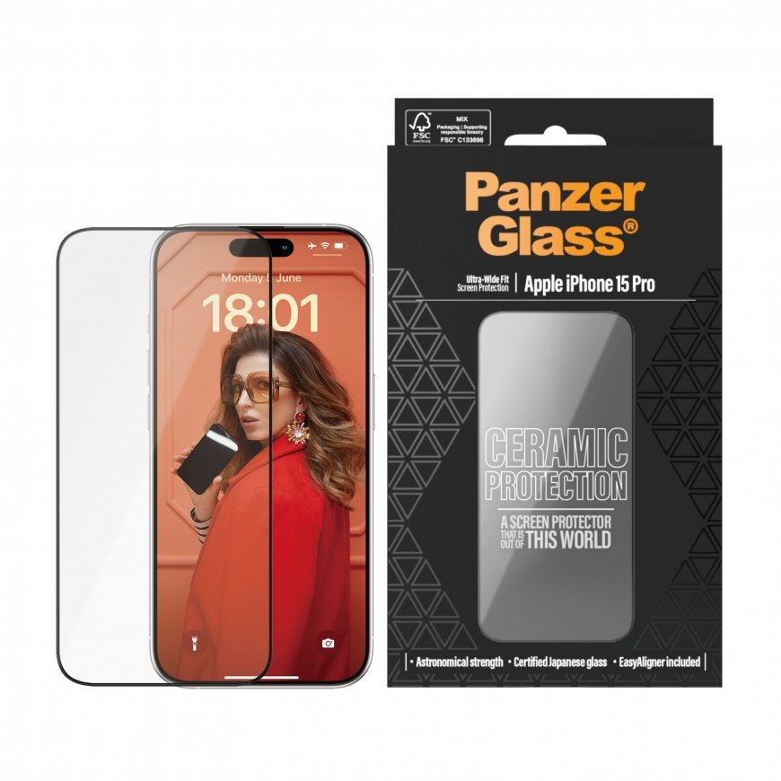 PanzerGlass ® Ceramic Screen Protector iPhone 15 Pro | Ultra-Wide Fit w. EasyAligner Kirkas näytönsu – 2