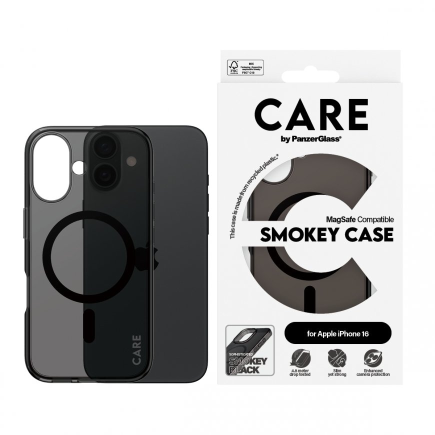PanzerGlass CARE by ® Flagship Case Smokey Urban Combat w. Black MagSafe iPhone 16 matkapuhelimen su – 2
