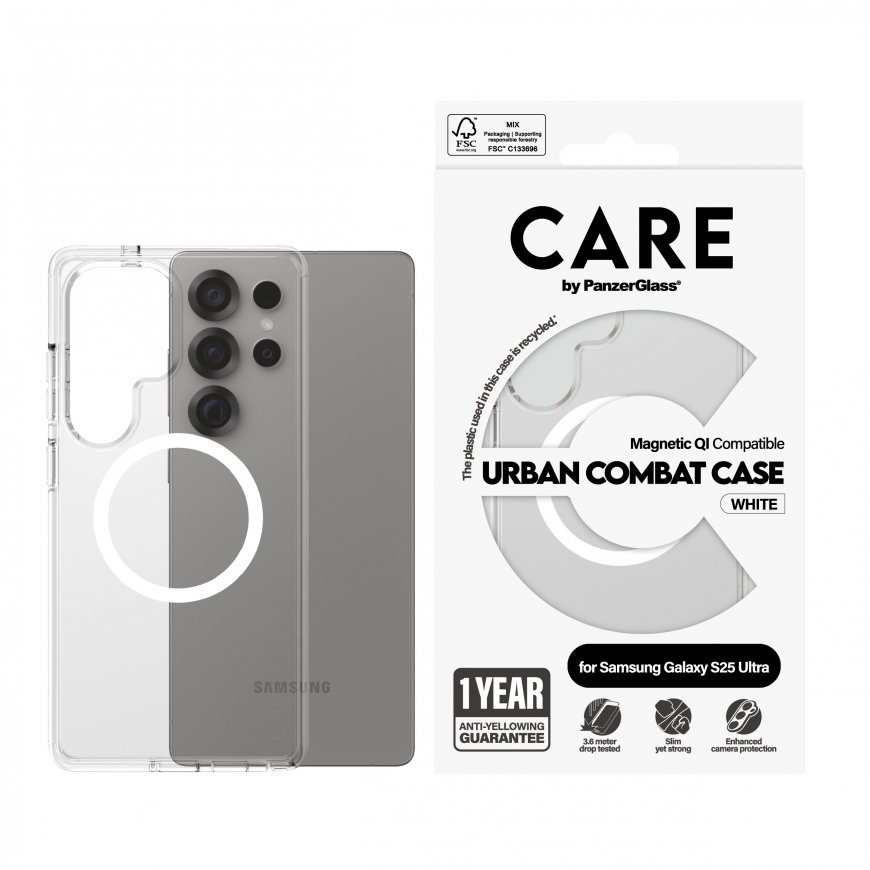 PanzerGlass CARE by ® Flagship Case Transparent Urban Combat w. White Qi Compatible Samsung Galaxy S – 2