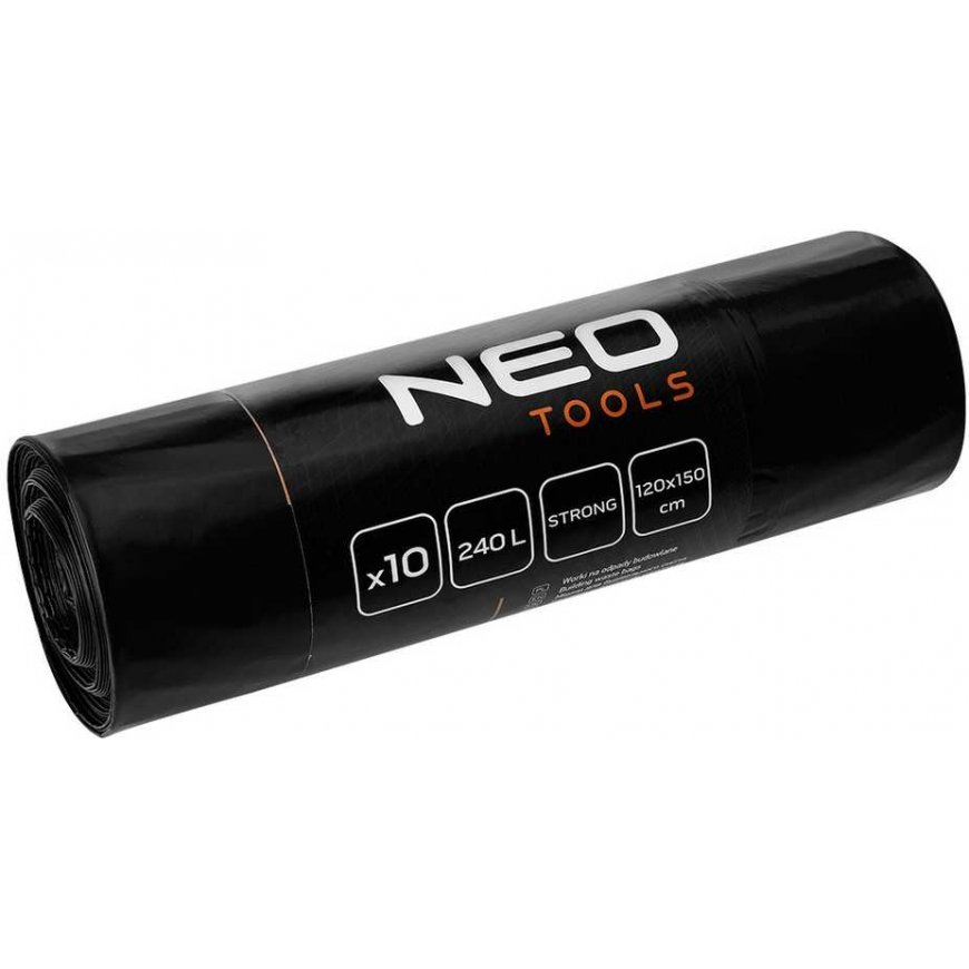 Neo Tools Construction Bags 240 L, black, 10 pcs, 60 mic