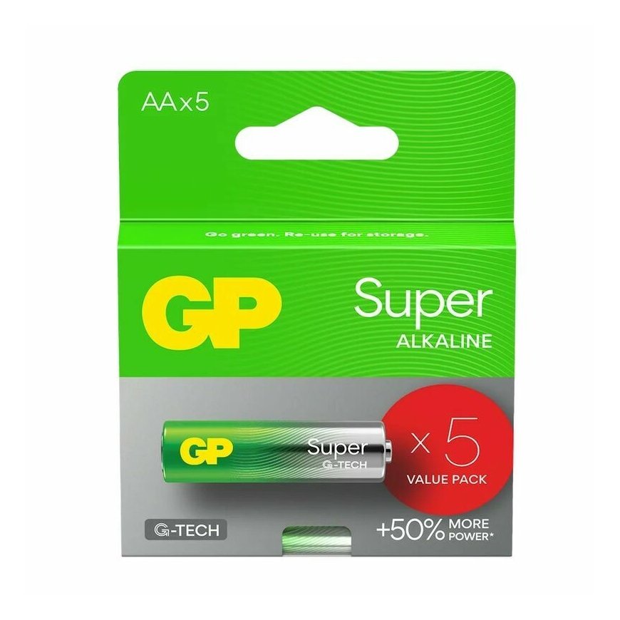 ALKALISKĀS AKUMULATORI LR6/ AA GP SUPER 5GB.