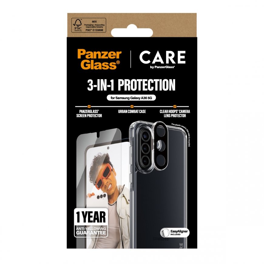 PanzerGlass CARE by ® Flagship 3-in-1 Bundle Samsung Galaxy A36 5G – 3