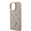 Guess PU 4G Strass Triangle Logo Stand -kamera kehys MagSafe -kotelo Apple iPhone 15 Pro Max:lle, vaaleanpunainen Guess PU 4G Strass Triangle Logo Stand -kamera kehys MagSafe -kotelo Apple iPhone 15 Pro Max:lle, vaaleanpunainen