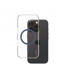 PanzerGlass CARE by ® Flagship Case Transparent Urban Combat w. Blue MagSafe iPhone 16 Pro mobile phone case