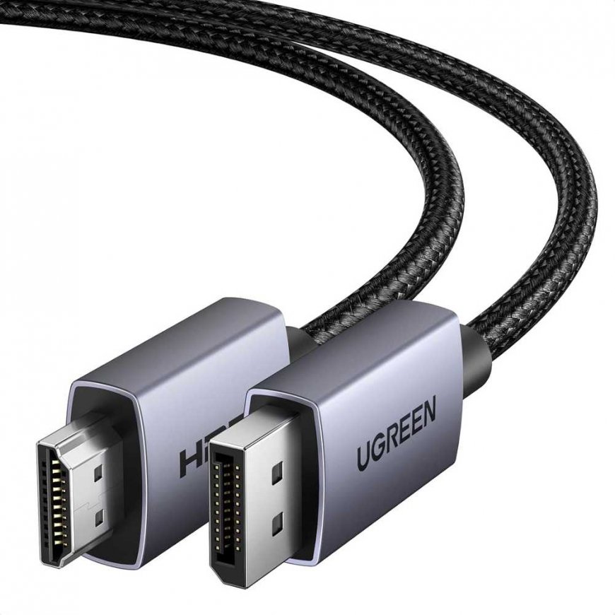 Kabeli DisplayPort (DP) - HDMI-liitin yksipuolinen 4K@30Hz 2m musta DP125 UGREEN