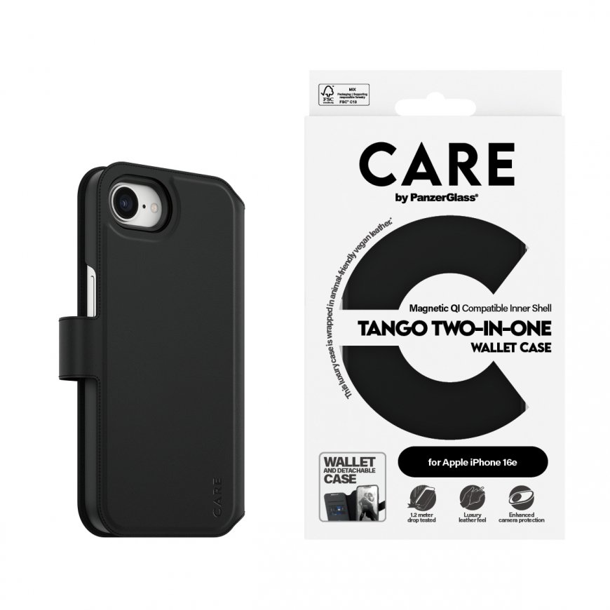 PanzerGlass CARE by ® Feature Case Tango Two-in-One Wallet w. Qi-Compatible iPhone 16e mobilo telefo – 3