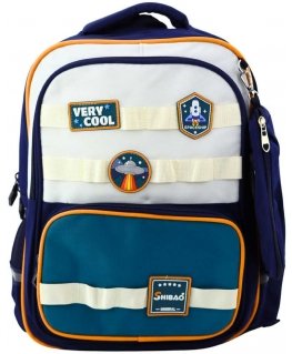 Vieglā skolas soma „Space Patches“ ar zīmuli, tumši zila, 16 l
