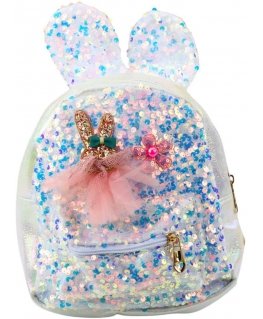Laste seljakott „Lean“ sädelevate, jänku kõrvadega, Valge, 22 cm, 4,4 l