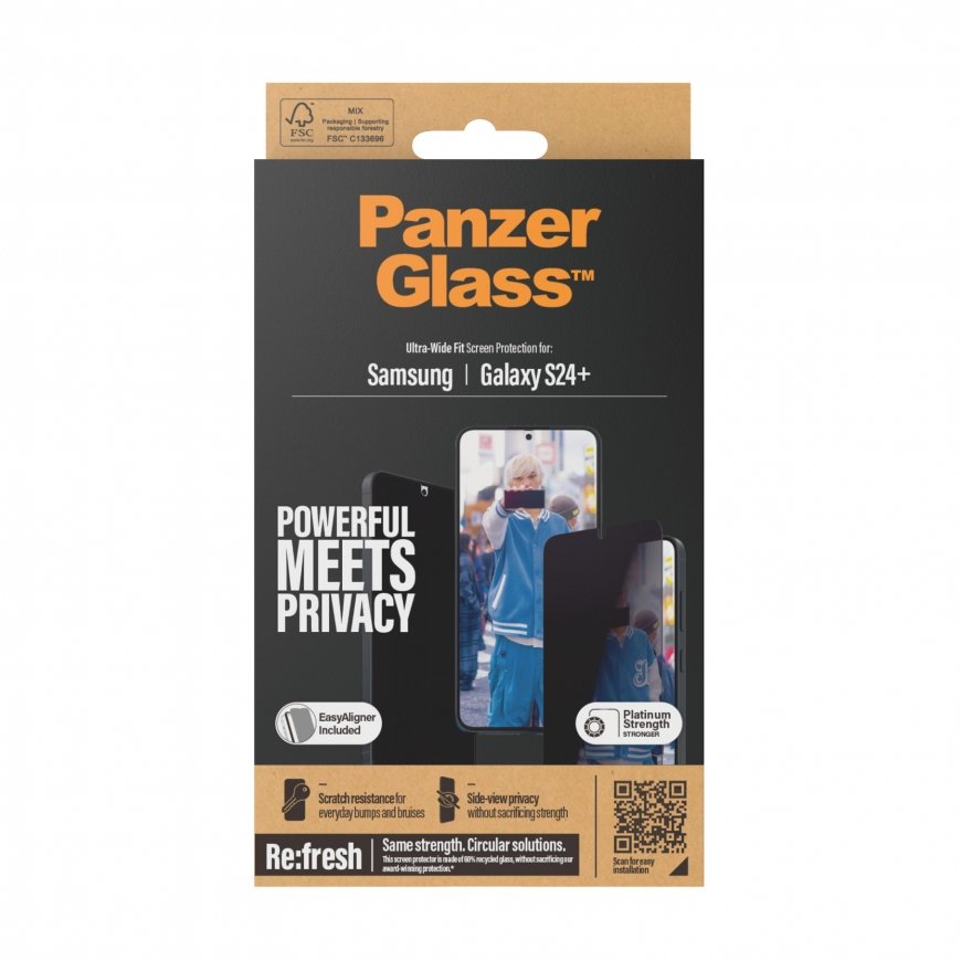 PanzerGlass ® Privacy Screen Protector Samsung Galaxy S24+ | Ultra-Wide Fit w. EasyAligner – 3