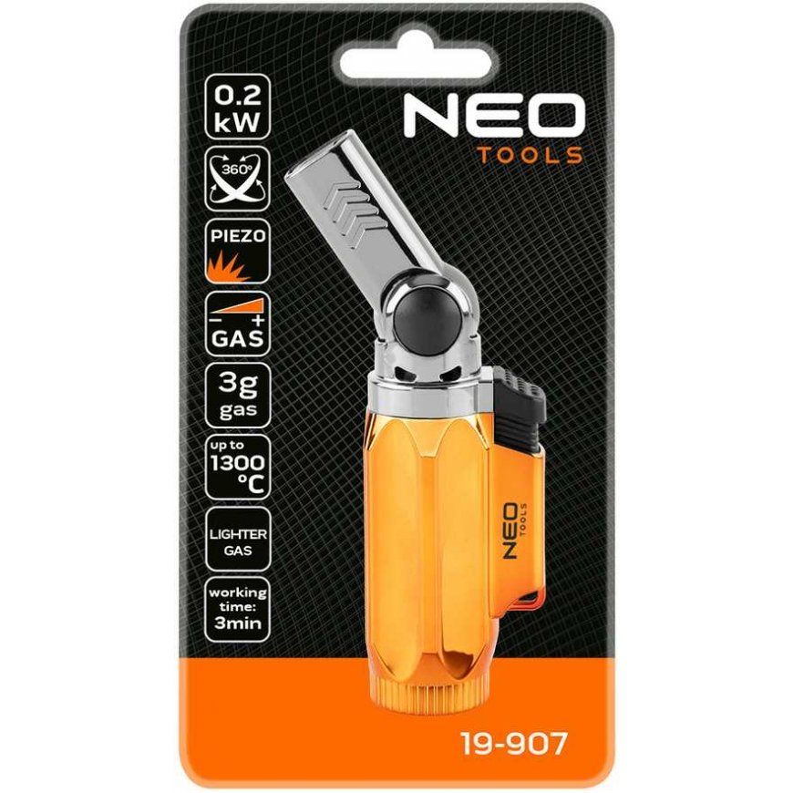 Neo Tools Micro gas burner with piezo ignition, 360 degrees, flame adjustment, capacity 3 g – 2