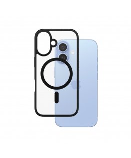 PanzerGlass ® HardCase Transparent w. Black MagSafe & Frame iPhone 16