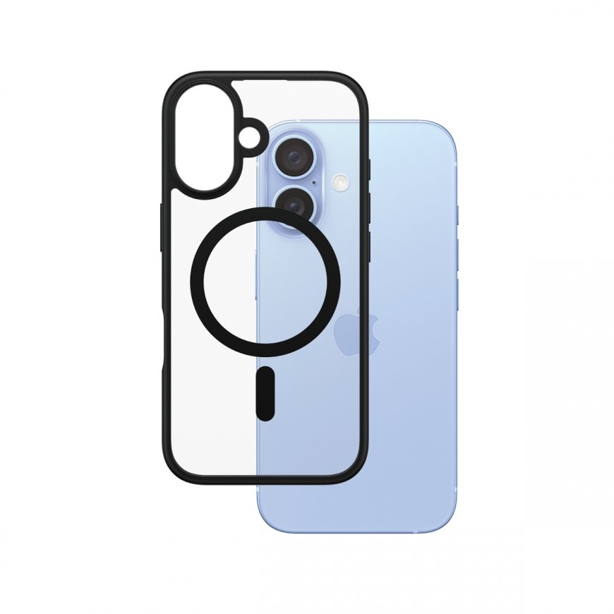 PanzerGlass ® HardCase Transparent w. Black MagSafe & Frame iPhone 16 mobilo telefonu apvalks Aploks