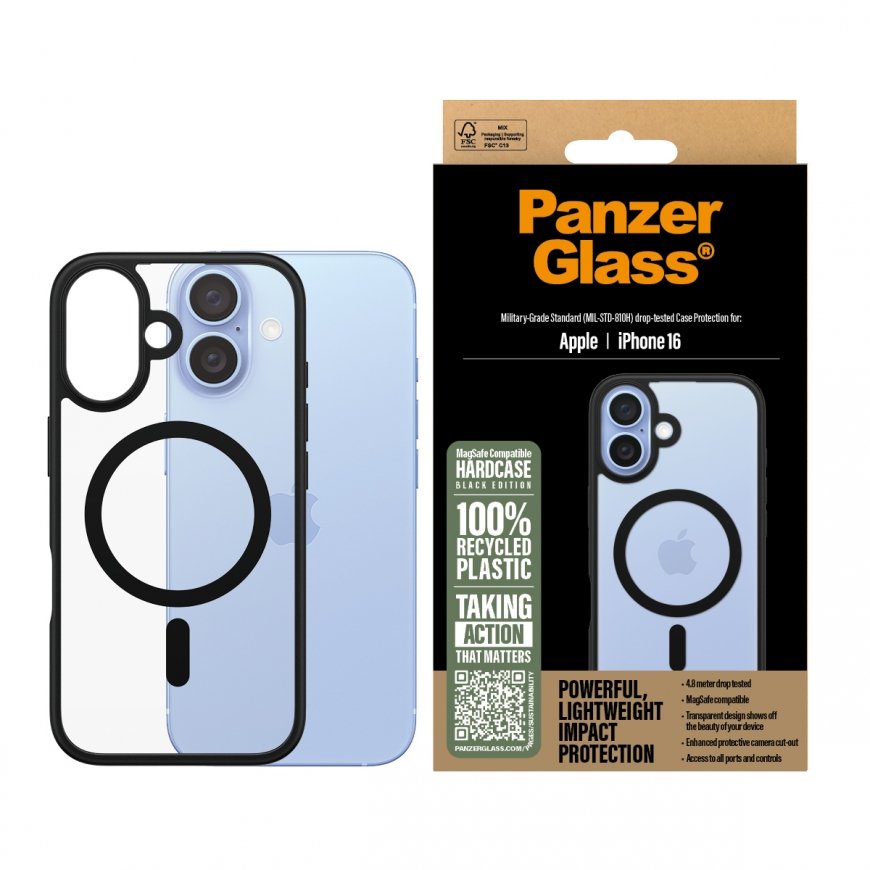 PanzerGlass ® HardCase Transparent w. Black MagSafe & Frame iPhone 16 mobiliojo telefono dėklas Perm – 2