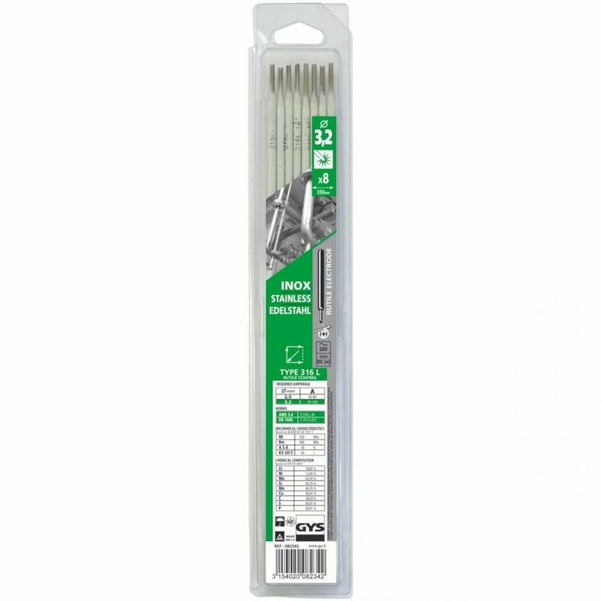 Roostevabast terasest keevituselektroodid GYS 316L 3,2 mm, 8 tk.