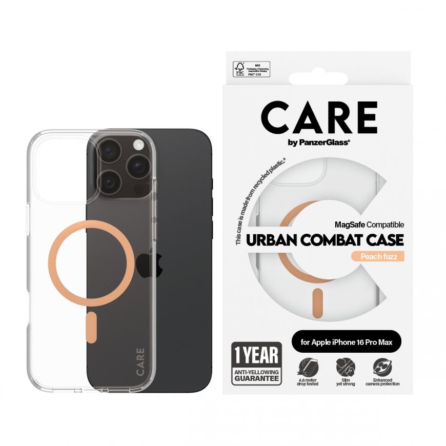 PanzerGlass CARE by ® Flagship Case Transparent Urban Combat w. Peachy MagSafe iPhone 16 Pro Max mob – 2